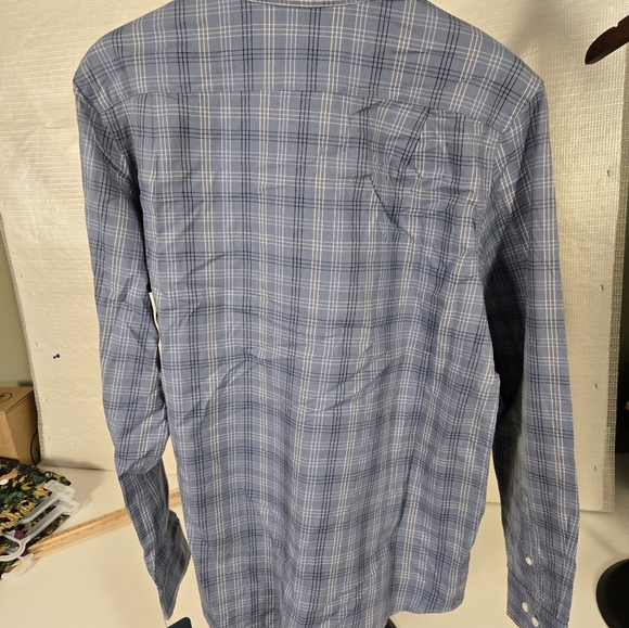 George Men's Long Sleeve Poplin Button-Up Shirt Weathered Blue Plaid Sz M38-40 - Picture 8 of 10